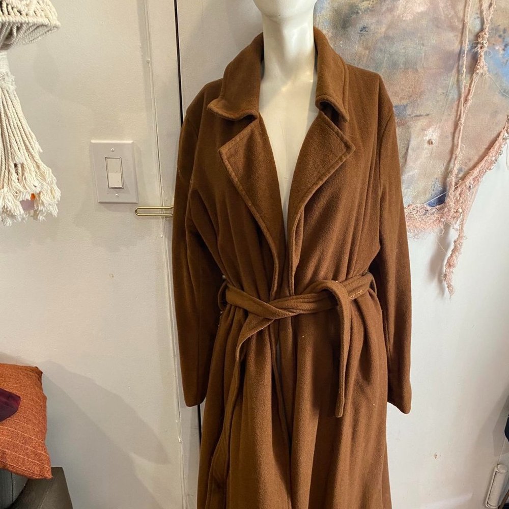 Free people brown wool blend wrap coat - size large